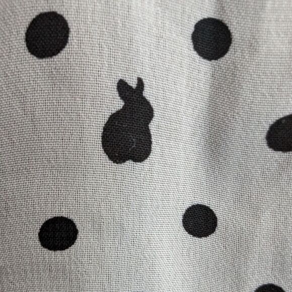 White sheer chiffon polka dot bunny print blouse Peter Pan collar size S - Picture 2 of 6